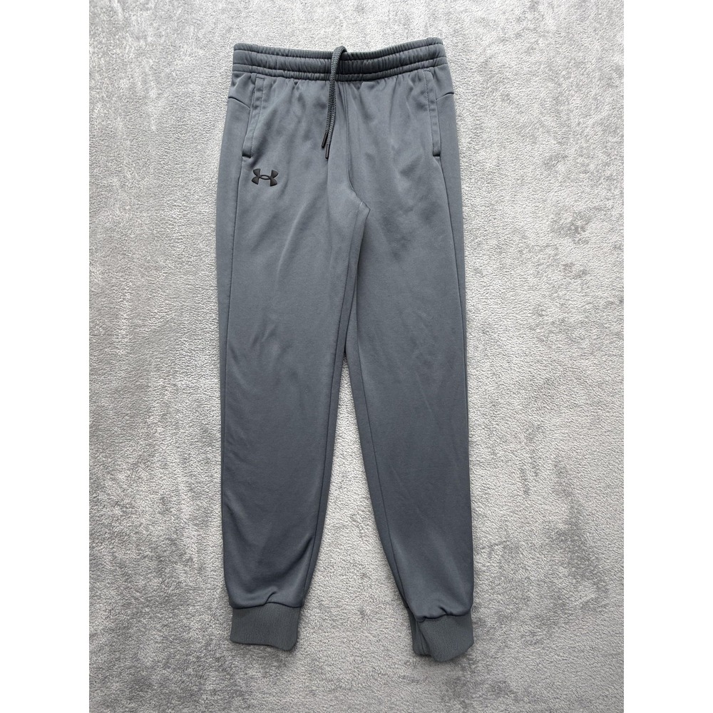 Under Armour Sweatpants Youth Large Gray‎ Fleece Joggers Drawstring Cuffed Logo